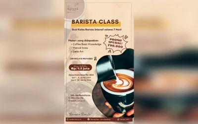 #Tau ga sih … ??? Kelas Barista sekarang hadir kembali dengan promo spesial untuk 7 hari intensive class di Banjaran!!